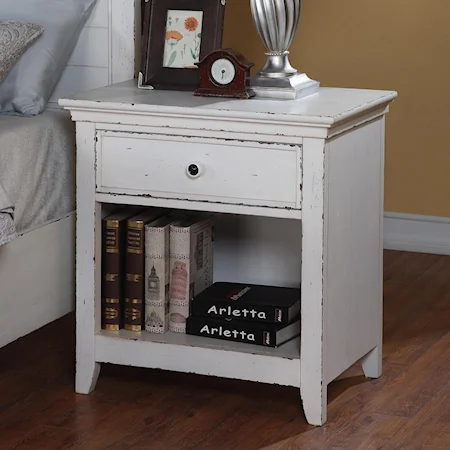 1 Drawer Rustic Nighstand with Shelf